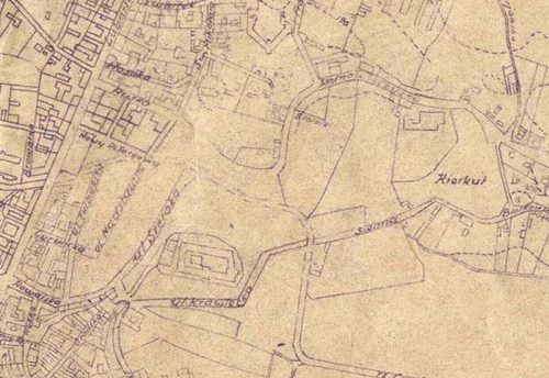 Fragment planu Lublina z 1947 roku wykonanego przez Biuro Pomiarowe Zarządu Miejskiego. Źródło: Archiwum Państwowe w Lublinie