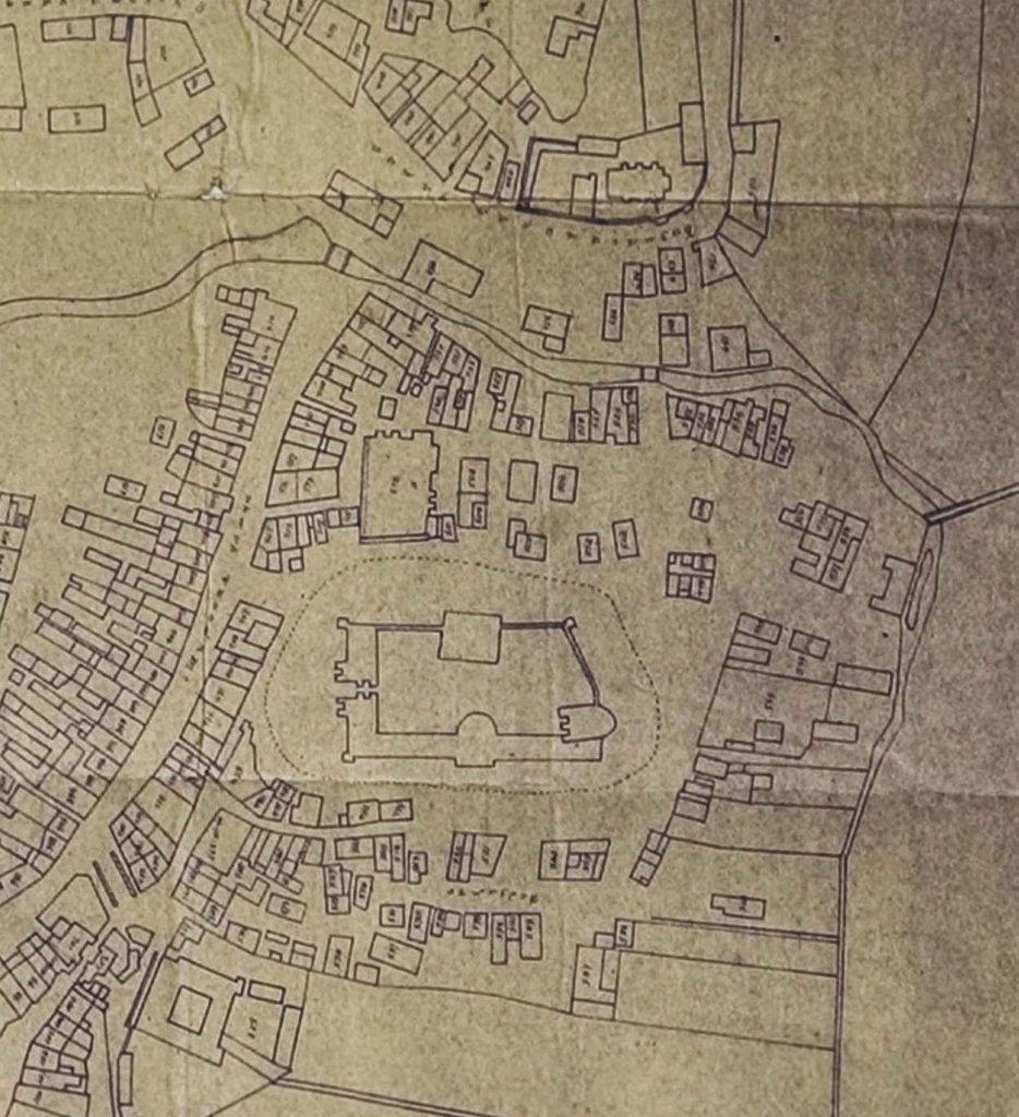 Fragment planu Lublina opracowanego w 1859 roku przez Ryszarda Jarugę. Plan jest kopią planu Konstantego Pelletiera wykonanego ok. 1847 r., który powstał jako kopia planu Wawrzyńca Ziółkowskiego z 1827 r. Źródło: Archiwum Państwowe w Lublinie